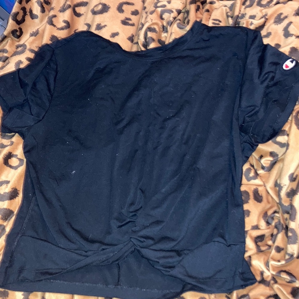 Black twist front champion crop top